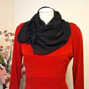 Vintage NEW Long Classic Luxury Black Scarf for Women Large Sunscreen Shawls